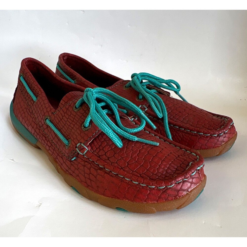 Ladies Twisted X Boots Leather Croc Boat Shoes Lace Up Antibacterial 8.5 WDM0035